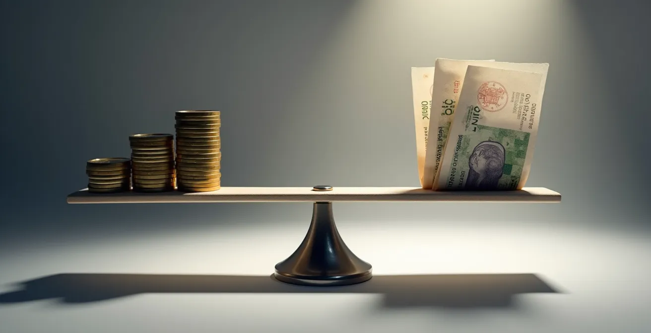 Symbolische Darstellung der inversen Beziehung zwischen Zinsen und Anleihekursen