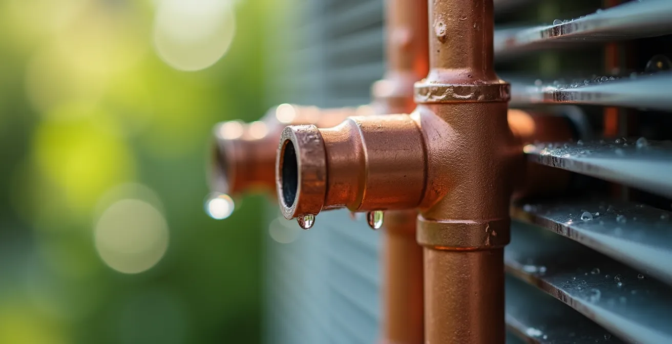 Installation einer modernen Wärmepumpe bei einem klimafreundlichen Neubau, gefördert durch KfW-Programme.