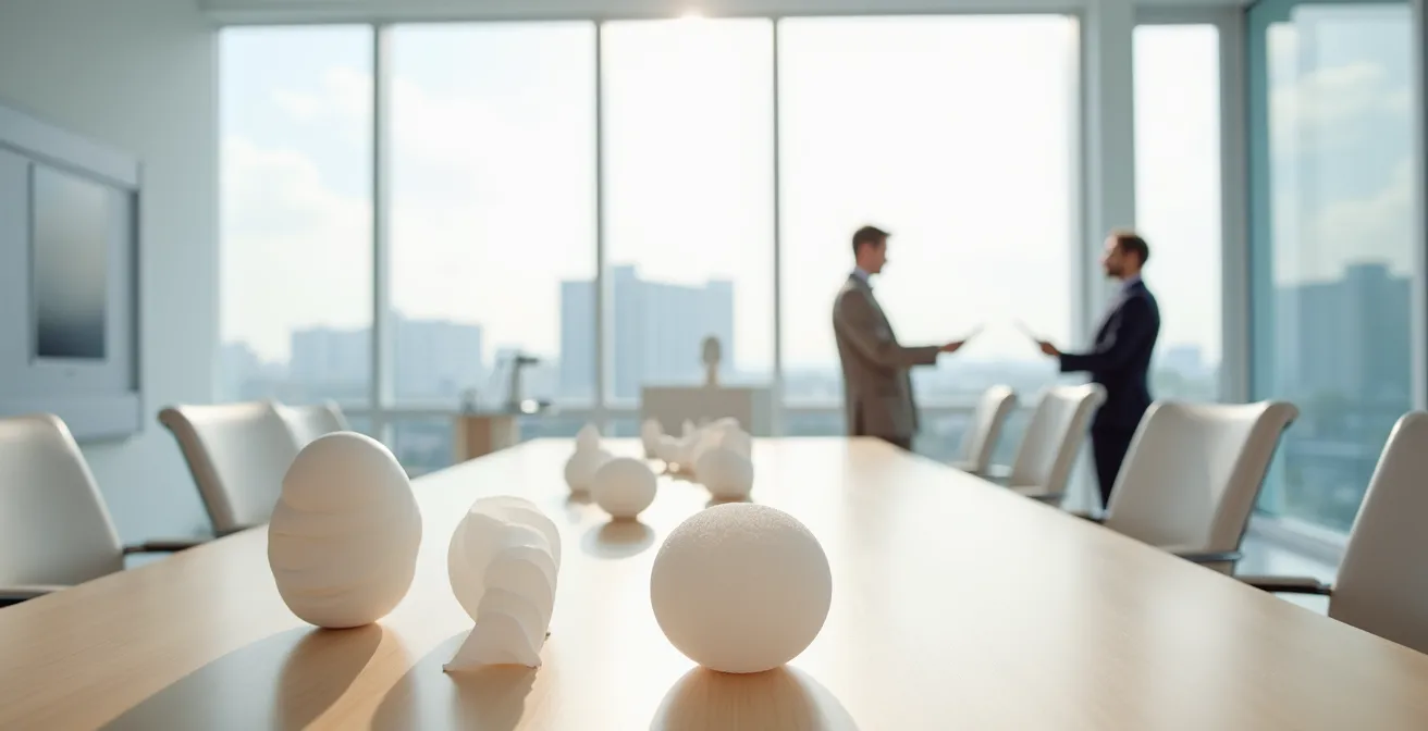 Abstrakte Darstellung von langfristigen Trends versus kurzfristigen Hypes in einem modernen deutschen Forschungsinstitut