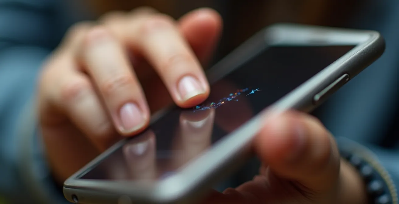 Smartphone zeigt abstrakte Finanz-App-Oberfläche ohne lesbare Elemente