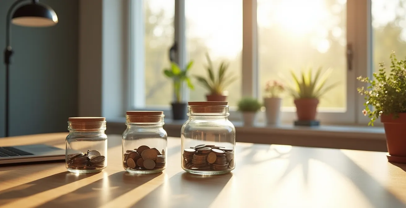 Visuelle Darstellung verschiedener Notgroschen-Größen nach Berufsstatus