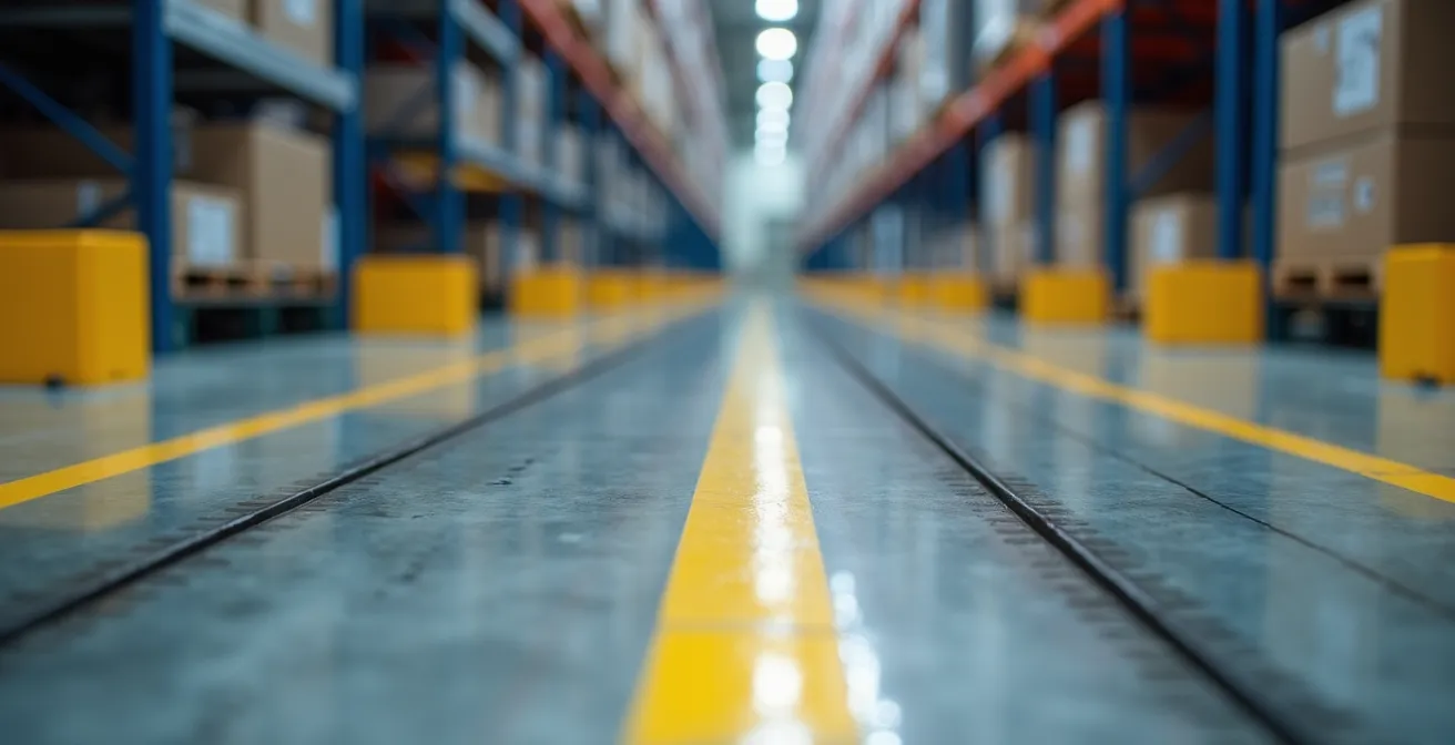 Hochmodernes automatisiertes Lager mit Robotersystemen und optimaler Bodenebene