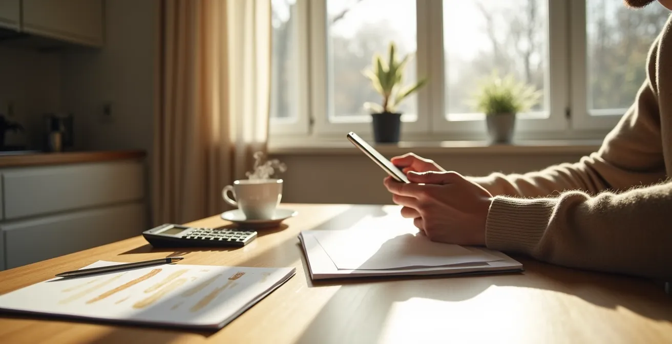 Eine Hand hält ein Smartphone, auf dem eine Finanz-App geöffnet ist, was die einfache Anpassung der Sparrate symbolisiert.