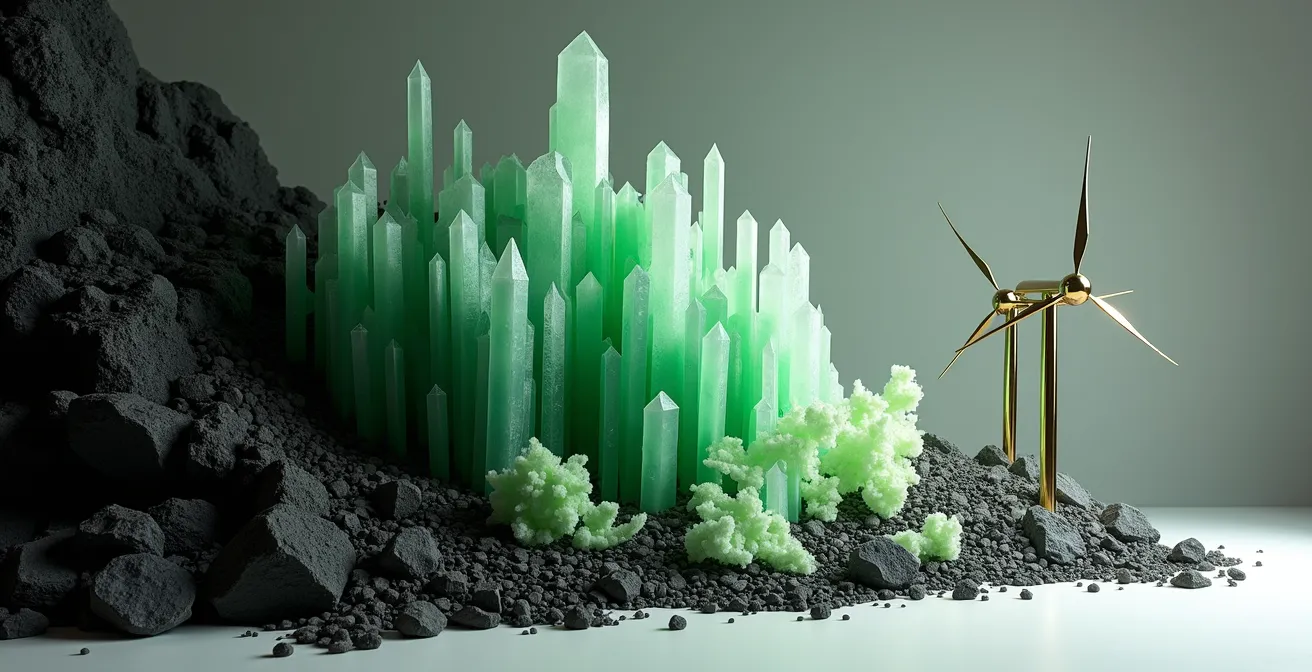 Abstrakte Darstellung der Transformation von fossilen zu erneuerbaren Energien