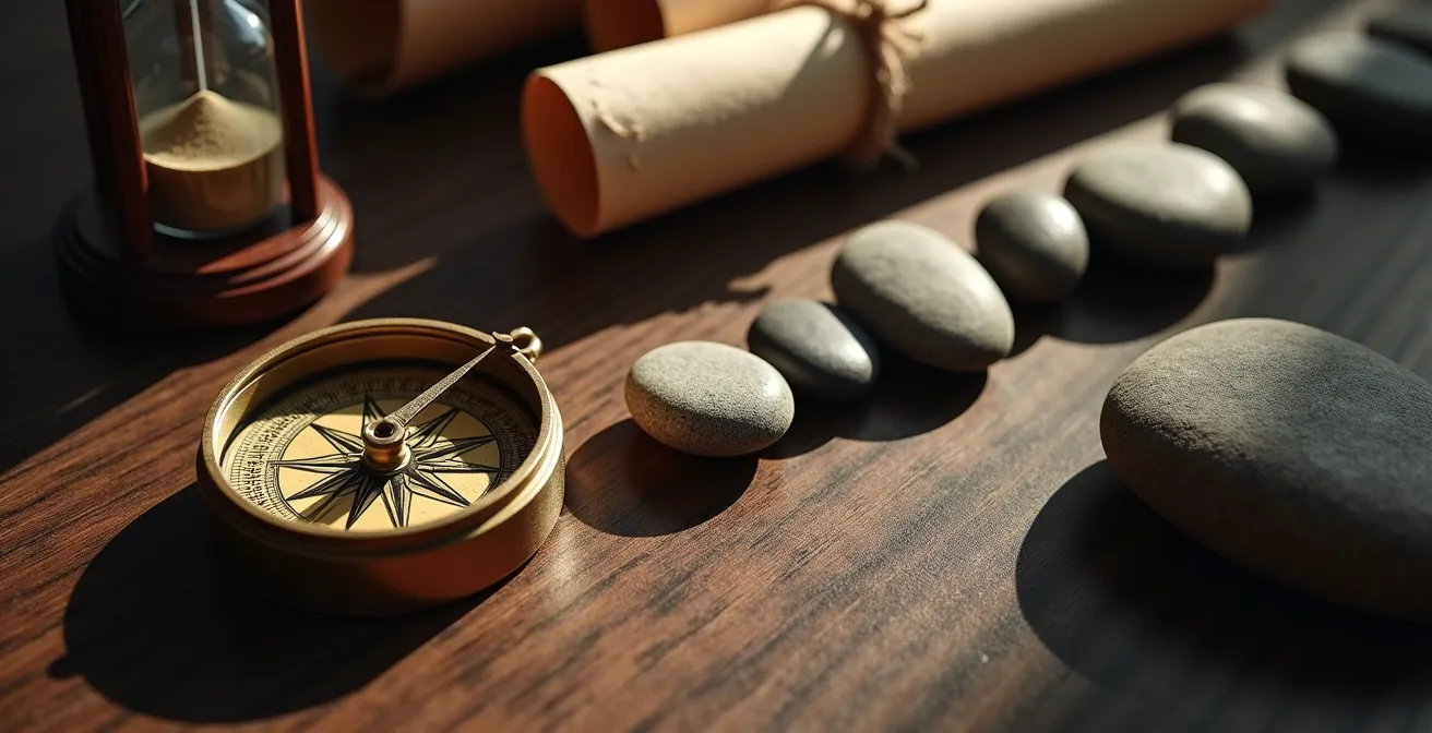 Zeitstrahl zur Forward-Darlehen Planung mit symbolischen Elementen